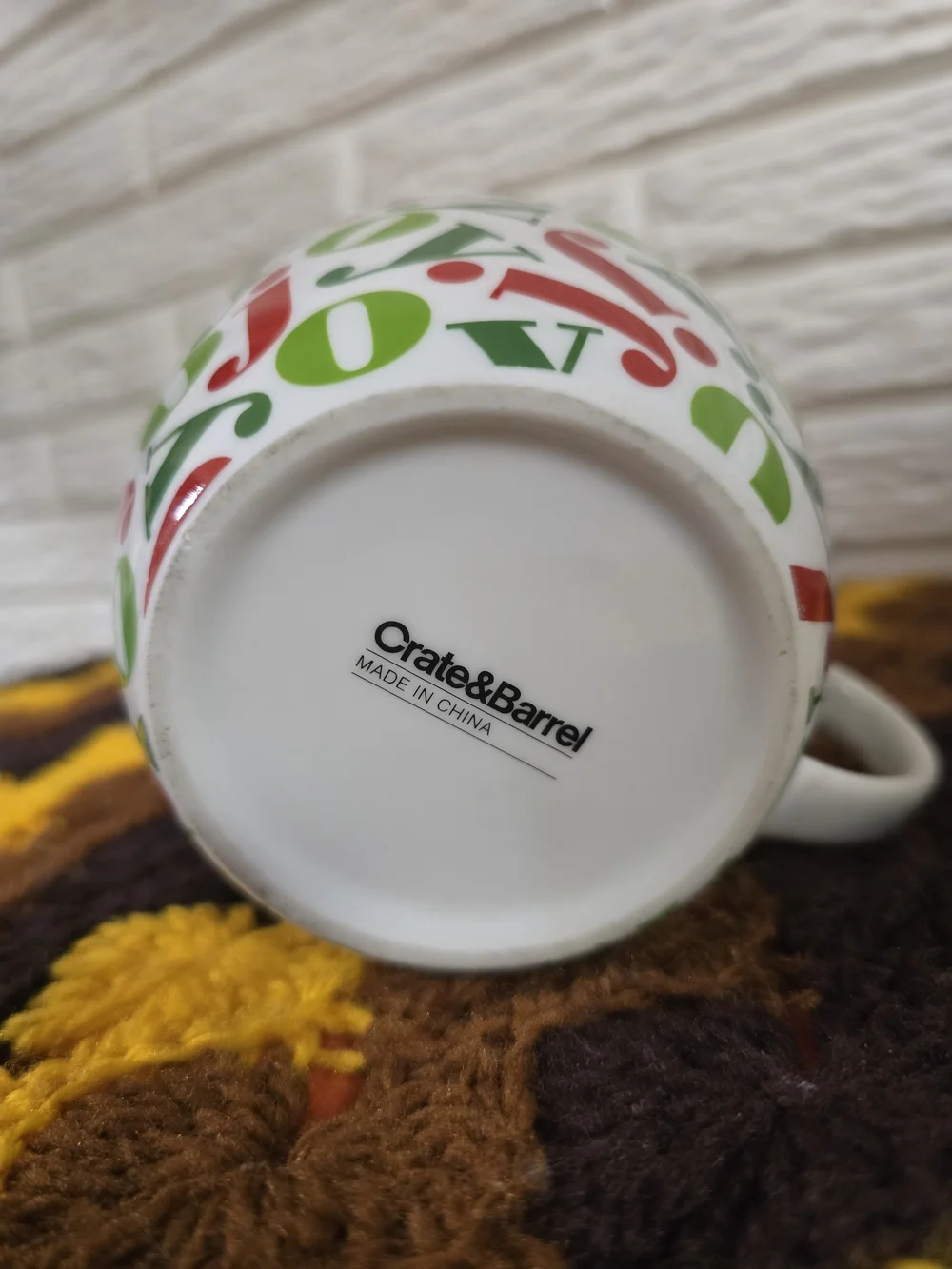 Crate & Barrel JOY Christmas Mug